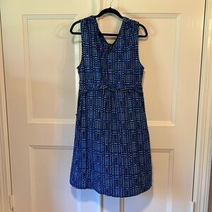 NICE+ZOE blue plaid midi sleeveless dress with pockets